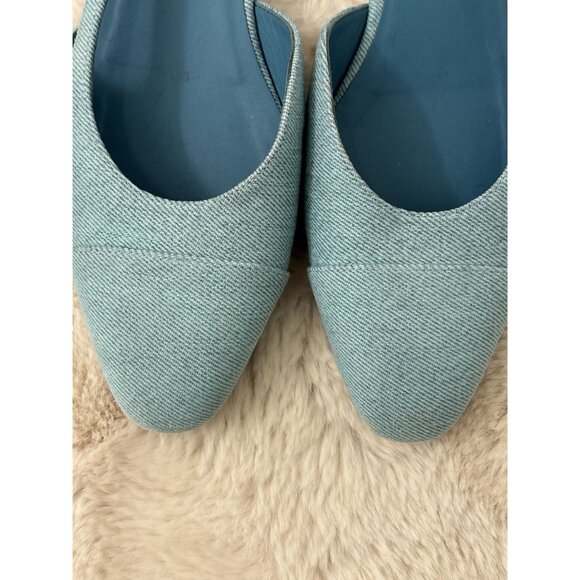Chanel Women's Interlocking CC Logo Canvas Slingback Baby Blue Flats Size 8.5 - Picture 8 of 8